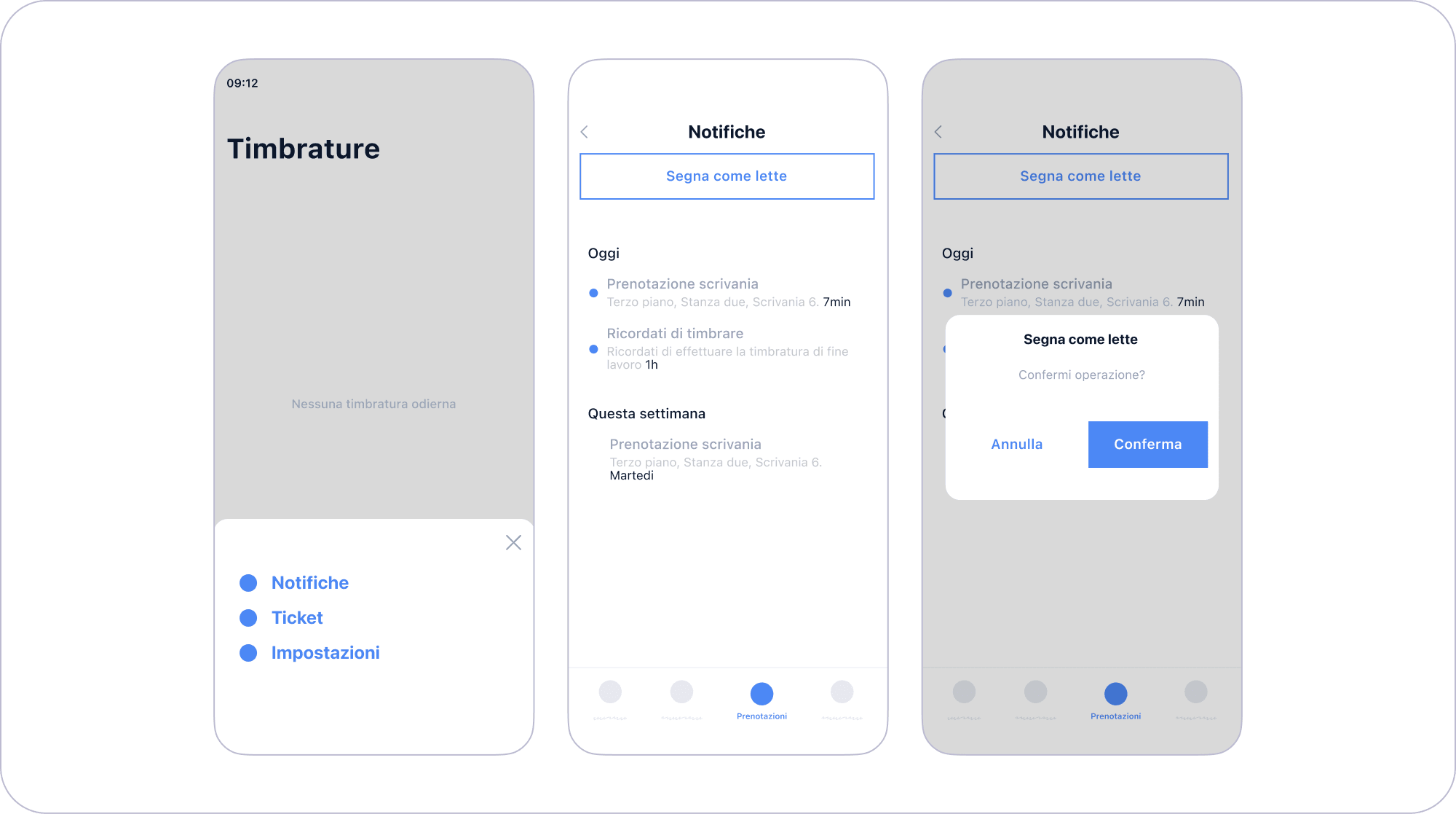 Wireframe notifiche